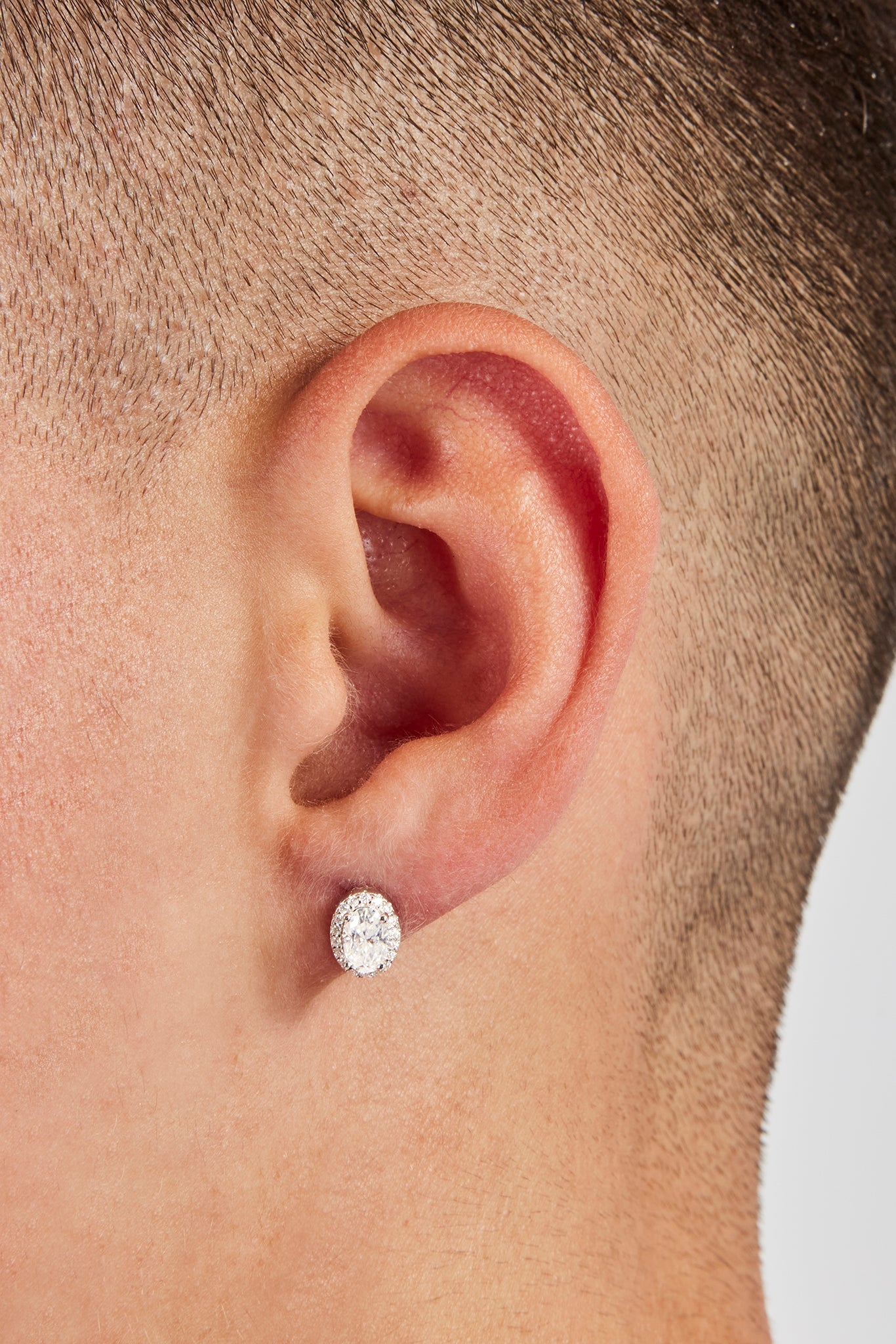 Moissanite Oval Cluster Stud Earrings - 6mm